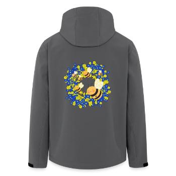 Summer Bees Bee Flowers Flowers Insect - Men’s Recycled Softshell Jacket by Stanley/Stella - black - Back - AI Model Male 185 light (185cm)