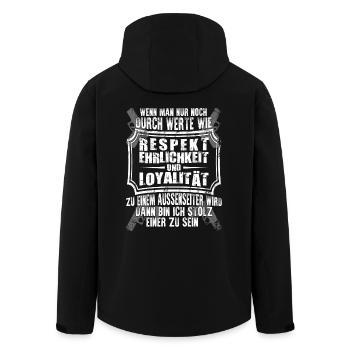 Respekt Ehrlichkeit Loyalität Sprüche Geschenk - Recycelte Männer Softshell-Jacke von Stanley/Stella - Schwarz - Hinten - AI Model Male 185 light (185cm)