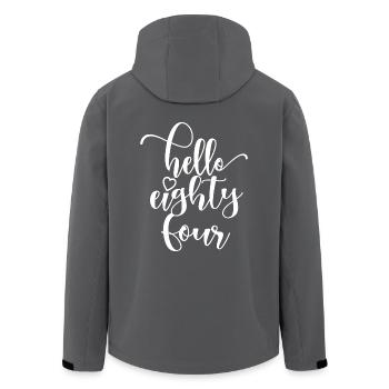 Hello Eighty Four Cute 84 Years Old Birthday - Men’s Recycled Softshell Jacket by Stanley/Stella - black - Back - AI Model Male 185 light (185cm)