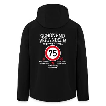 75. Geburtstag Schonend Behandeln 75 Tempolimit 75 - Recycelte Männer Softshell-Jacke von Stanley/Stella - Schwarz - Hinten - AI Model Male 185 light (185cm)