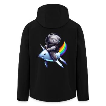 Koala Unicorn Astronaut at Rainbow Imaginative - Men’s Recycled Softshell Jacket by Stanley/Stella - black - Back - AI Model Male 185 light (185cm)