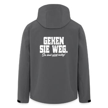 Va-t’en, tu n’es pas drôle, blague, sarcasme - Veste softshell homme en polyester recyclé Stanley/Stella - charbon - Dos - AI Model Male 185 light (185cm)