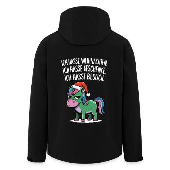 Ich hasse Weihnachten Geschenke Einhorn Lustig - Recycelte Männer Softshell-Jacke von Stanley/Stella - Schwarz - Hinten - AI Model Male 185 light (185cm)