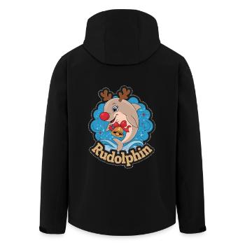 Rudolph Reindeer Dolphin Christmas Rudolphin - Men’s Recycled Softshell Jacket by Stanley/Stella - black - Back - AI Model Male 185 light (185cm)