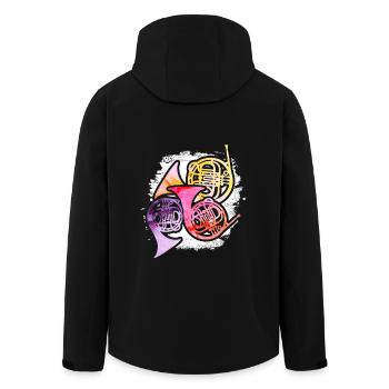 French Horn Colorful - Men’s Recycled Softshell Jacket by Stanley/Stella - black - Back - AI Model Male 185 light (185cm)