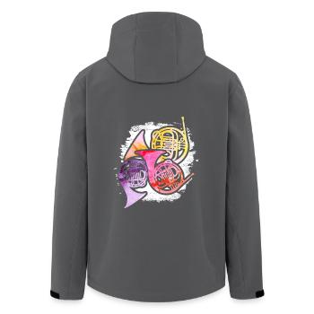 French Horn Colorful - Men’s Recycled Softshell Jacket by Stanley/Stella - anthracite - Back - AI Model Male 185 light (185cm)