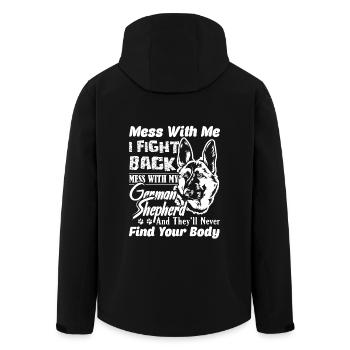 German Shepherd Don't Mess With My Dog - Men’s Recycled Softshell Jacket by Stanley/Stella - black - Back - AI Model Male 185 light (185cm)