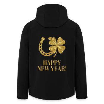 Happy New Year Kleeblatt Hufeisen Glück gold - Recycelte Männer Softshell-Jacke von Stanley/Stella - Schwarz - Hinten - AI Model Male 185 light (185cm)