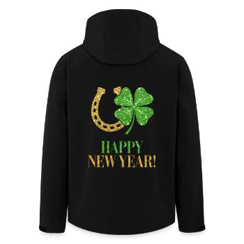 Réveillon du Nouvel An Trèfle Fer à cheval Bonne Année or - Veste softshell homme en polyester recyclé Stanley/Stella - noir - Dos - AI Model Male 185 light (185cm)