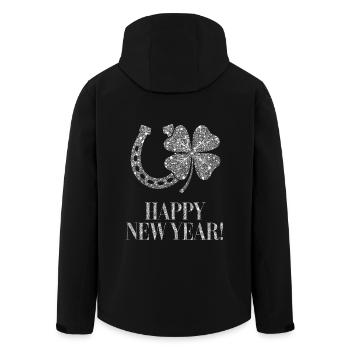 Réveillon du Nouvel An Trèfle Fer à cheval Bonne Année argent - Veste softshell homme en polyester recyclé Stanley/Stella - noir - Dos - AI Model Male 185 light (185cm)