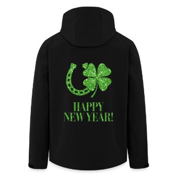 Kleeblatt Hufeisen Silvester Neujahr Glücksbringer - Recycelte Männer Softshell-Jacke von Stanley/Stella - Schwarz - Hinten - AI Model Male 185 light (185cm)