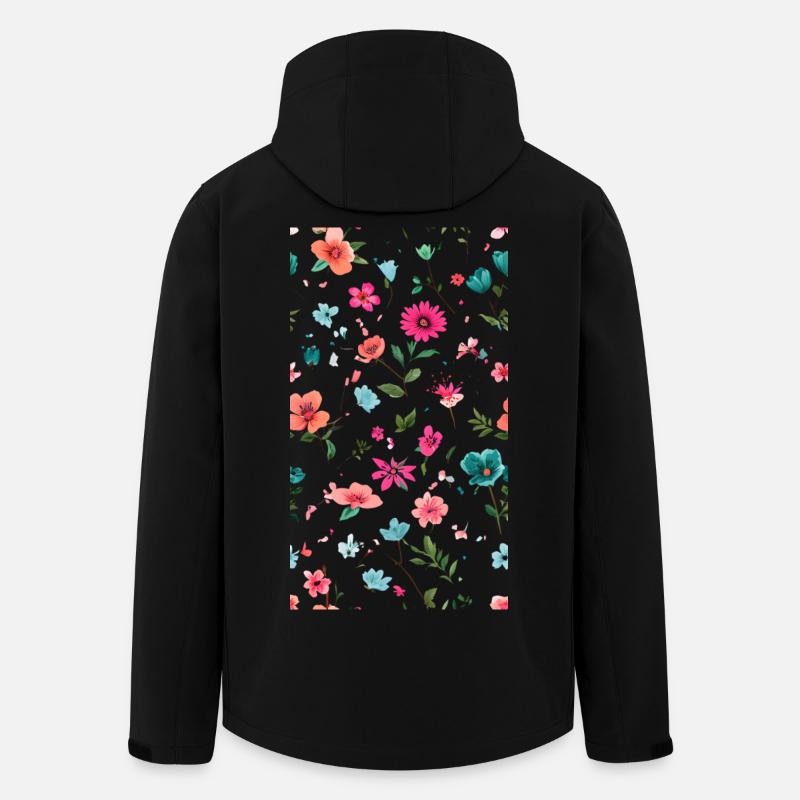 Lebendiges Blumenmuster Kunst - Recycelte Männer Softshell-Jacke von Stanley/Stella - Schwarz