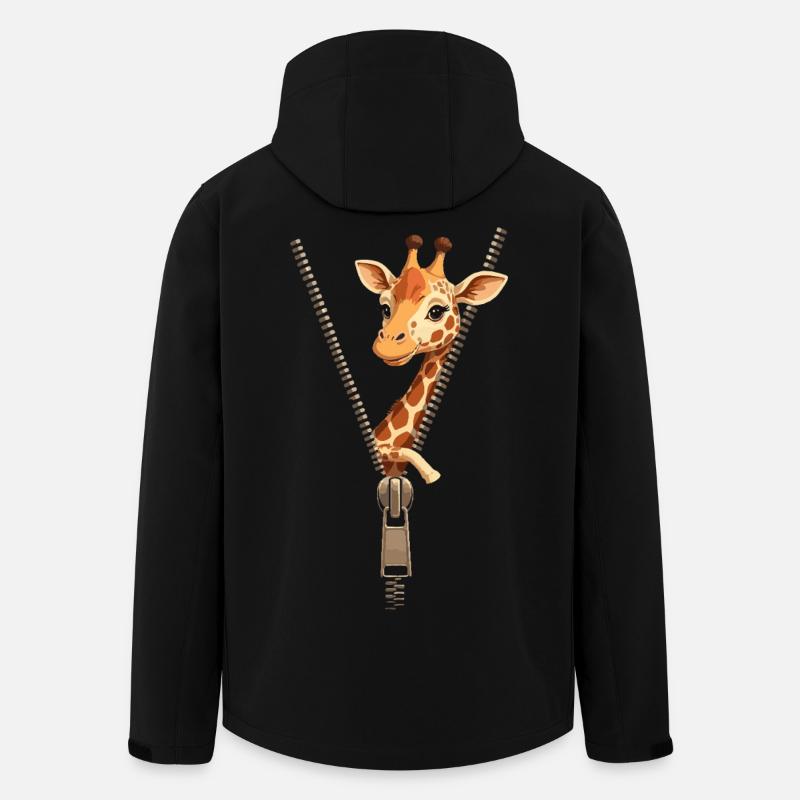 Girafe amusante avec fermeture éclair - Veste softshell homme en polyester recyclé Stanley/Stella - noir