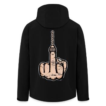 Mittelfinger Stinkefinger Bohrmaschine Design - Recycelte Männer Softshell-Jacke von Stanley/Stella - Schwarz - Hinten - AI Model Male 185 light (185cm)