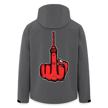 Mittelfinger Stingerfinger Bohrmaschine Design Rot - Recycelte Männer Softshell-Jacke von Stanley/Stella - Schwarz - Hinten - AI Model Male 185 light (185cm)