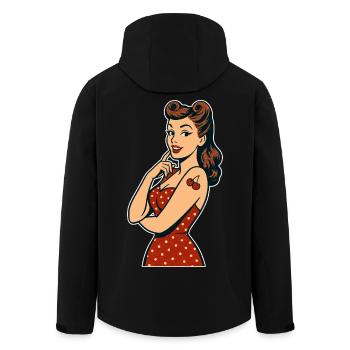 Rockabilly Pin-Up Victory Rolls Retro Gift - Men’s Recycled Softshell Jacket by Stanley/Stella - black - Back - AI Model Male 185 light (185cm)