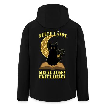 Romantische Mond Buchkatze - Recycelte Männer Softshell-Jacke von Stanley/Stella - Schwarz - Hinten - AI Model Male 185 light (185cm)