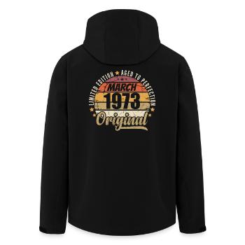 53. Anniversary 53 Years Limited Edition March 1973 - Men’s Recycled Softshell Jacket by Stanley/Stella - black - Back - AI Model Male 185 light (185cm)