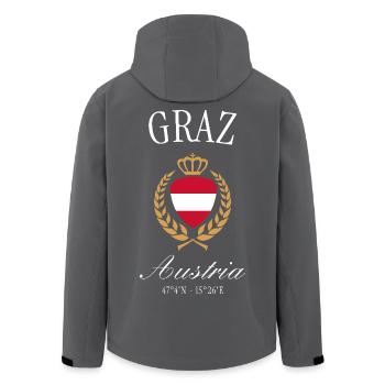 Graz Österreich Wappen Krone – Reise Souvenir - Recycelte Männer Softshell-Jacke von Stanley/Stella - Anthrazit - Hinten - AI Model Male 185 light (185cm)