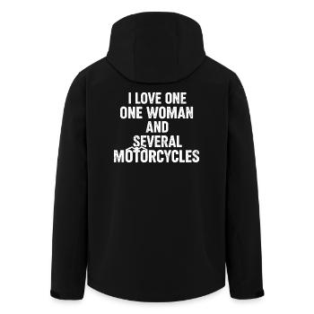 Une Femme et Plusieurs Motos : Humour Motard - Veste softshell homme en polyester recyclé Stanley/Stella - noir - Dos - AI Model Male 185 light (185cm)