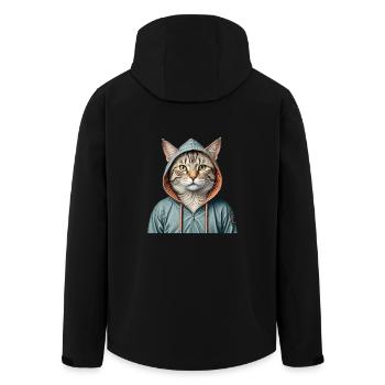 Cat wearing a jacket - Men’s Recycled Softshell Jacket by Stanley/Stella - black - Back - AI Model Male 185 light (185cm)
