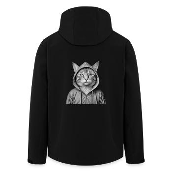Coole Katze mit Kapuzenpullover - Recycelte Männer Softshell-Jacke von Stanley/Stella - Schwarz - Hinten - AI Model Male 185 light (185cm)