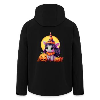 Licorne d’Halloween mignonne avec citrouille et chapeau de sorcière dans le - Veste softshell homme en polyester recyclé Stanley/Stella - noir - Dos - AI Model Male 185 light (185cm)