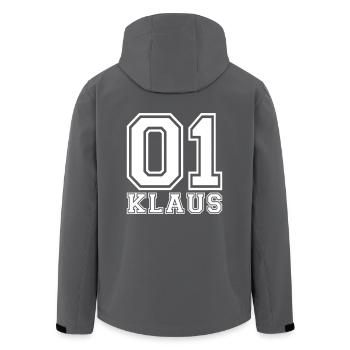 Klaus - Name - Recycelte Männer Softshell-Jacke von Stanley/Stella - Schwarz - Hinten - AI Model Male 185 light (185cm)