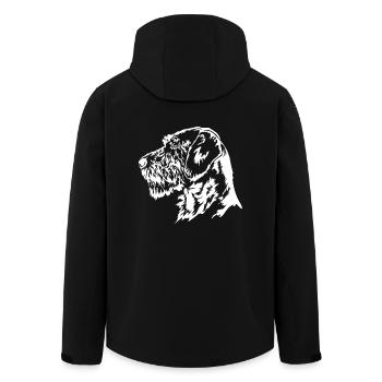 Griffon Korthals Portrait Dogs Dog Wilsigns - Men’s Recycled Softshell Jacket by Stanley/Stella - black - Back - AI Model Male 185 light (185cm)