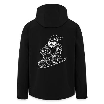 Cooler Zwerg auf fliegendem Joint mit Hund - Recycelte Männer Softshell-Jacke von Stanley/Stella - Schwarz - Hinten - AI Model Male 185 light (185cm)