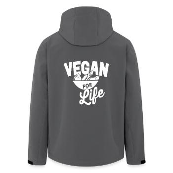 Vegan For Life - Men’s Recycled Softshell Jacket by Stanley/Stella - anthracite - Back - AI Model Male 185 light (185cm)