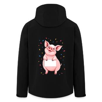 Schwein Konfetti Party Silvester Geburtstag Blatt - Recycelte Männer Softshell-Jacke von Stanley/Stella - Schwarz - Hinten - AI Model Male 185 light (185cm)