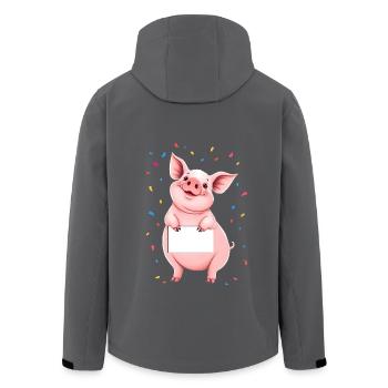 Schwein Konfetti Party Silvester Geburtstag Blatt - Recycelte Männer Softshell-Jacke von Stanley/Stella - Anthrazit - Hinten - AI Model Male 185 light (185cm)
