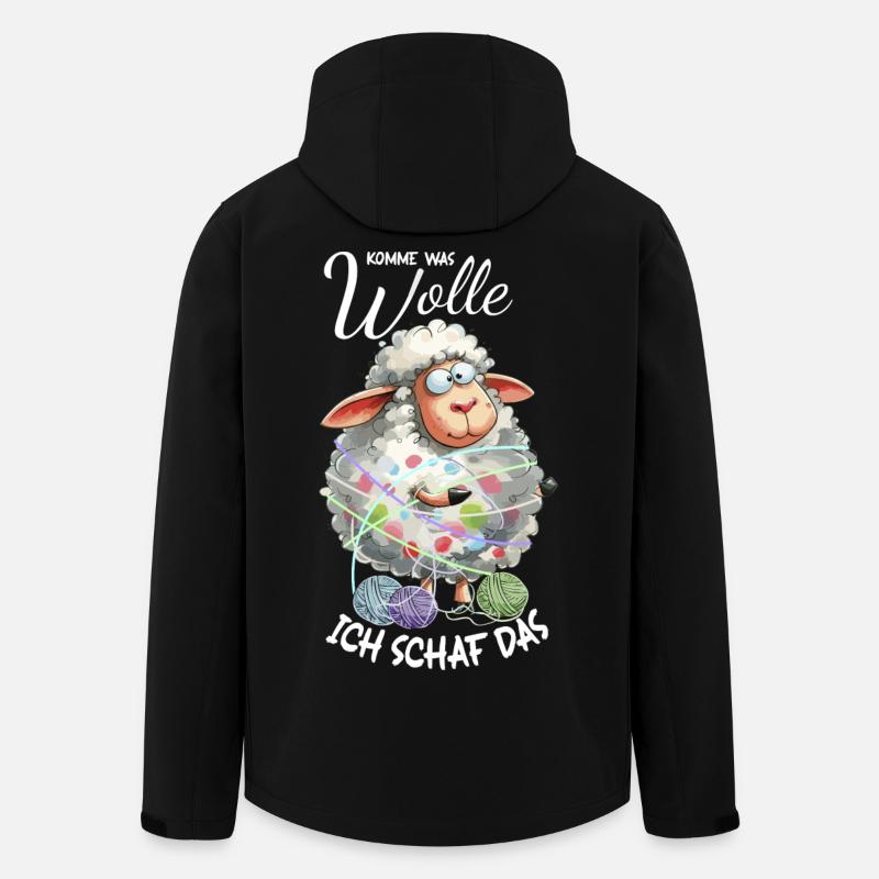 Komme was Wolle ich Schaf das lustiger Spruch Wort - Recycelte Männer Softshell-Jacke von Stanley/Stella - Schwarz