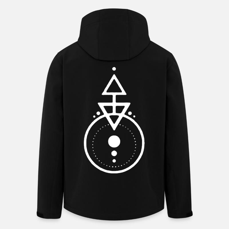 Dessin géométrique blanc - Veste softshell homme en polyester recyclé Stanley/Stella - noir