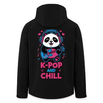 K-POP AND CHILL Cute Korean Kpop Music Panda - Men’s Recycled Softshell Jacket by Stanley/Stella - black - Back - AI Model Male 185 light (185cm)