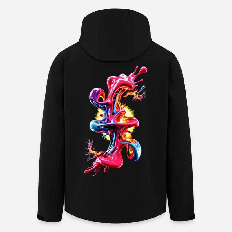 Fluide d’Art Liquide Abstrait - Veste softshell homme en polyester recyclé Stanley/Stella - noir
