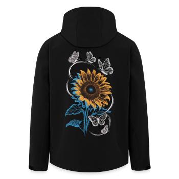 Sunflower T-Shirt with Butterflies - Men’s Recycled Softshell Jacket by Stanley/Stella - black - Back - AI Model Male 185 light (185cm)