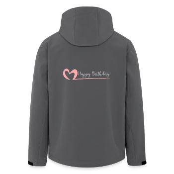 GEBURTSTAG. HAPPY BIRTHDAY. ALLES GUTE ZUM GEBURTSTAG. - Recycelte Männer Softshell-Jacke von Stanley/Stella - Anthrazit - Hinten - AI Model Male 185 light (185cm)