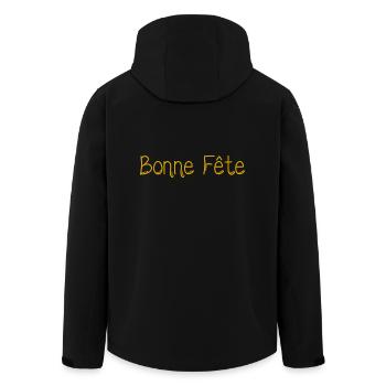 PAPA. FÊTE DES PÈRES. BONNE FÊTE PAPA. BONNE FÊTE - Veste softshell homme en polyester recyclé Stanley/Stella - noir - Dos - AI Model Male 185 light (185cm)