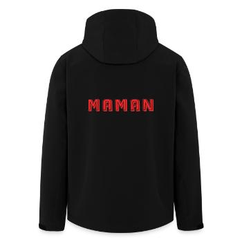 MAMAN. FÊTE DES MÈRES. BONNE FÊTE MAMAN. NOËL - Veste softshell homme en polyester recyclé Stanley/Stella - noir - Dos - AI Model Male 185 light (185cm)