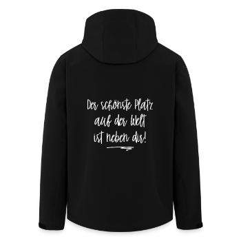 The most beautiful place in the world is next to you! - Men’s Recycled Softshell Jacket by Stanley/Stella - black - Back - AI Model Male 185 light (185cm)