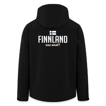 Finnland was sonst Spruch Skandinavien Urlaub - Recycelte Männer Softshell-Jacke von Stanley/Stella - Schwarz - Hinten - AI Model Male 185 light (185cm)