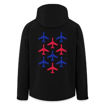 Top Guns blau und rot Flugzeuge in Formation - Recycelte Männer Softshell-Jacke von Stanley/Stella - Schwarz - Hinten - AI Model Male 185 light (185cm)