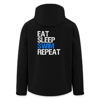 Eat Sleep Swim Repeat Gift for Swimmers - Men’s Recycled Softshell Jacket by Stanley/Stella - black - Back - AI Model Male 185 light (185cm)