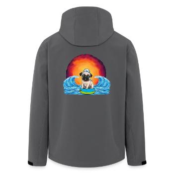 Pug Dog Dogs Sailor Sailor Maritime Children - Men’s Recycled Softshell Jacket by Stanley/Stella - black - Back - AI Model Male 185 light (185cm)