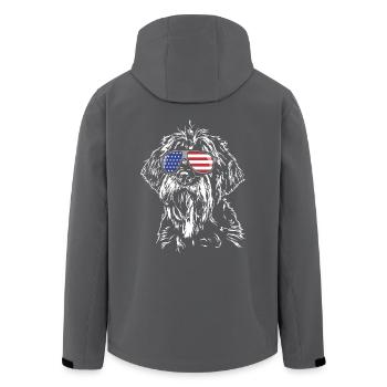 Korthals Griffon America Flag Dogs Wilsigns - Men’s Recycled Softshell Jacket by Stanley/Stella - black - Back - AI Model Male 185 light (185cm)