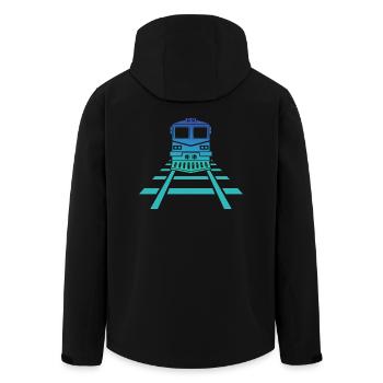 Railway Station Railway Model Railway - Men’s Recycled Softshell Jacket by Stanley/Stella - black - Back - AI Model Male 185 light (185cm)