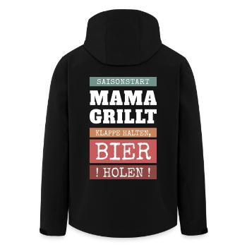 Mom at the Grill - Funny BBQ Saying - Men’s Recycled Softshell Jacket by Stanley/Stella - black - Back - AI Model Male 185 light (185cm)