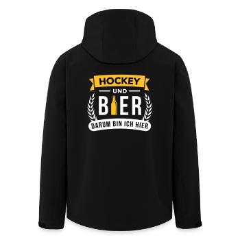 Hockey und Bier darum bin ich hier - Recycelte Männer Softshell-Jacke von Stanley/Stella - Schwarz - Hinten - AI Model Male 185 light (185cm)